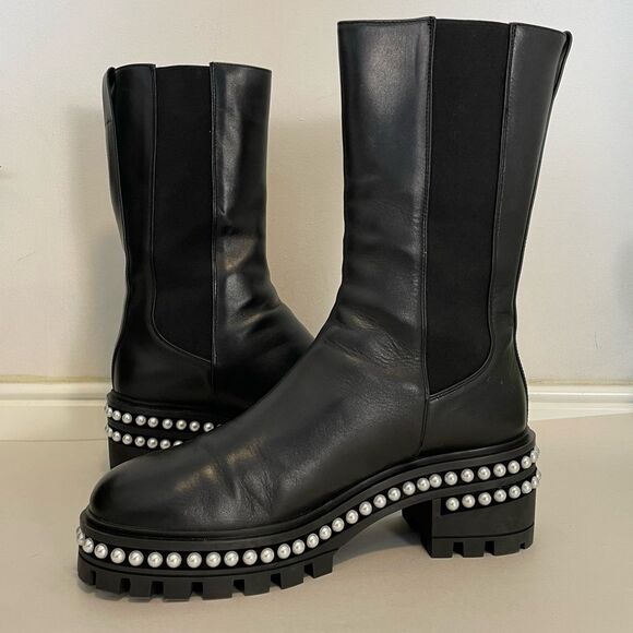 Stuart Weitzman Soho Pearl Chelsea Leather Boots Size 10 Black NWOT‎ - Picture 4 of 12